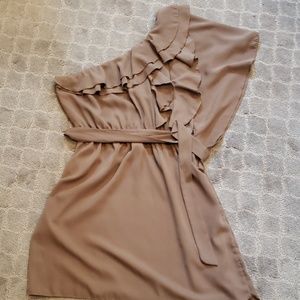 Gorgeous dark taupe one shoulder dress